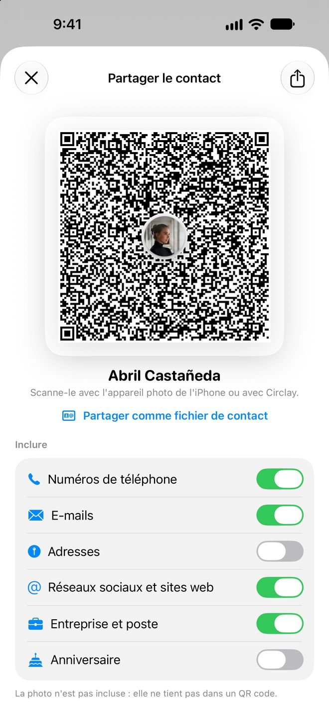 Circlay — Donnez vos coordonnées avec un QR code.