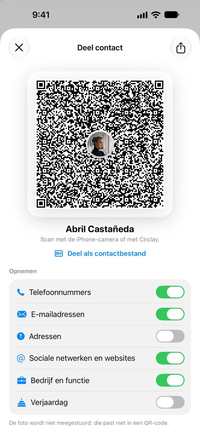 Circlay — Geef je contactgegevens door met een QR-code.